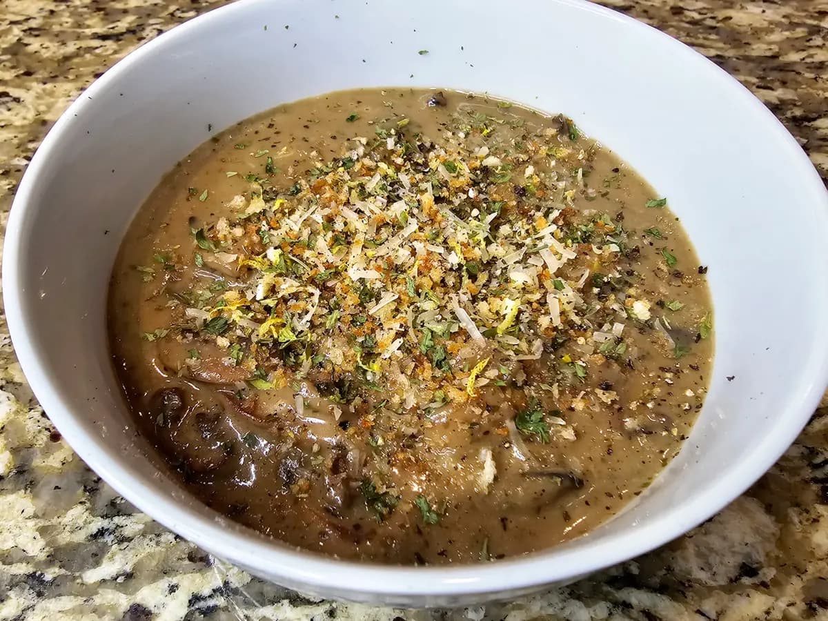 Herbed Mushroom Soup with Optional Crunchy Panko Topping