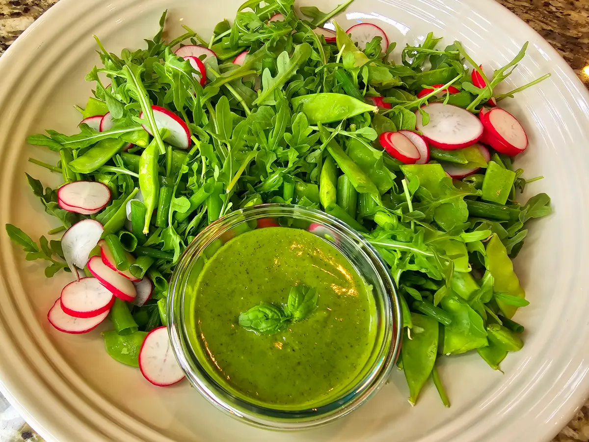 Arugula Salad with Honey Basil Vinaigrette
