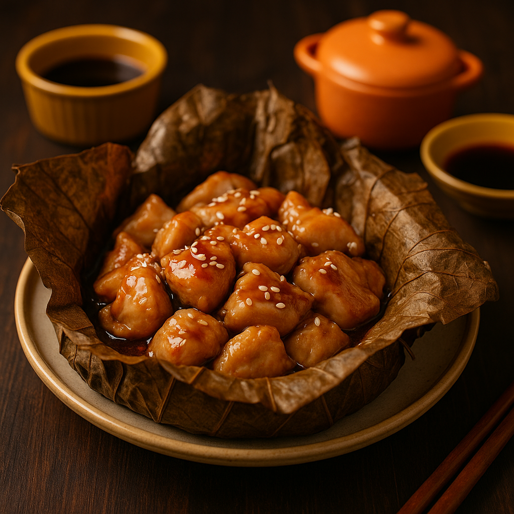 Poulet vapeur en feuille de lotus (荷叶鸡)