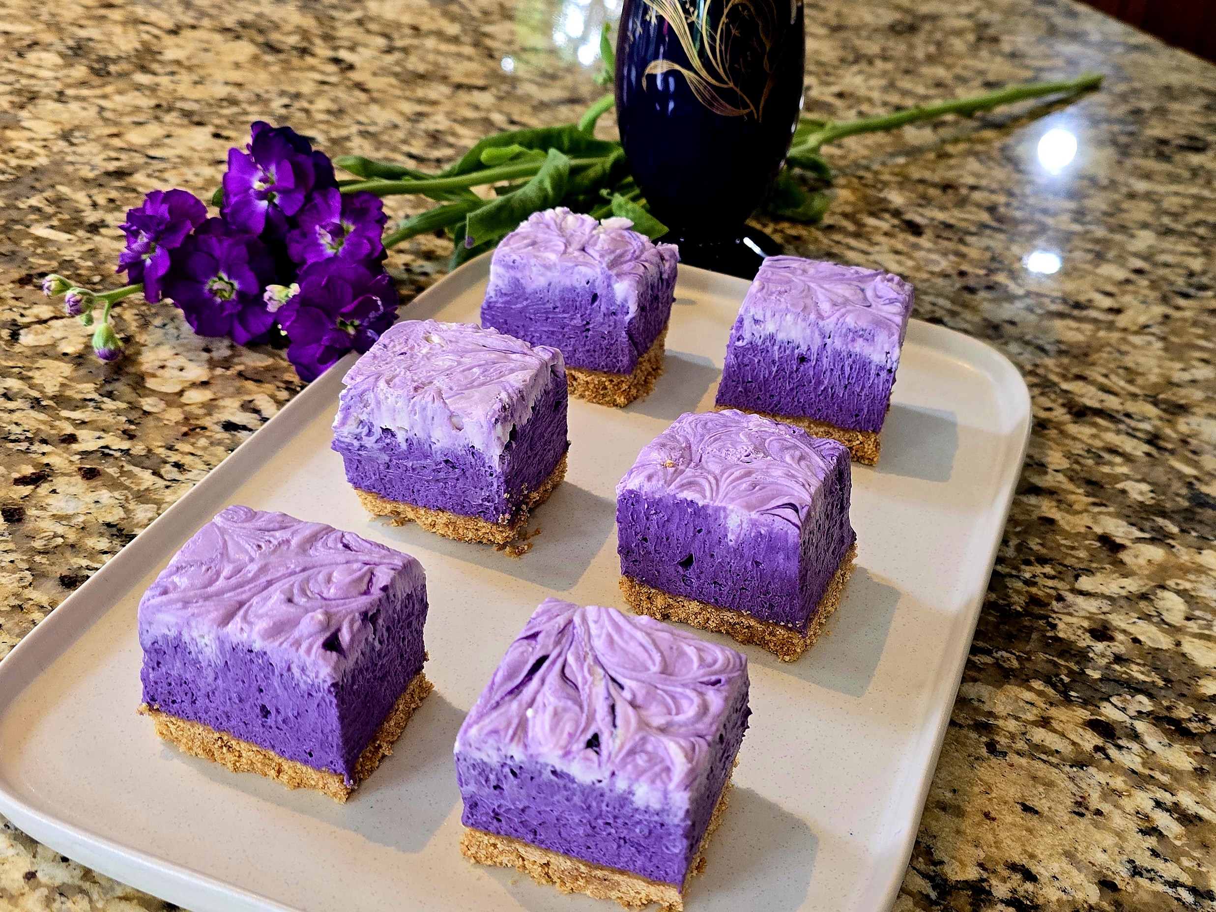 Barrette di Cheesecake all'Ube (Senza Cottura)